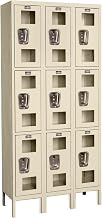 Global Industrial Triple Tier 9 Door Clear View Locker by Hallowell – 12 inches (W) x 15 inches (D) x 24 inches (H), Stainless Steel, Clear, Model USV3258-3PT-GL