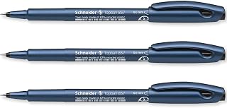 Schneider Topball 857 Rollerball Pen 0.6mm Metal Tip, Black Pack of 3 | 0.6mm Writing Line, Smooth Rolling Tip, Recycled Plastic Barrel, For Home, Work & Office Use