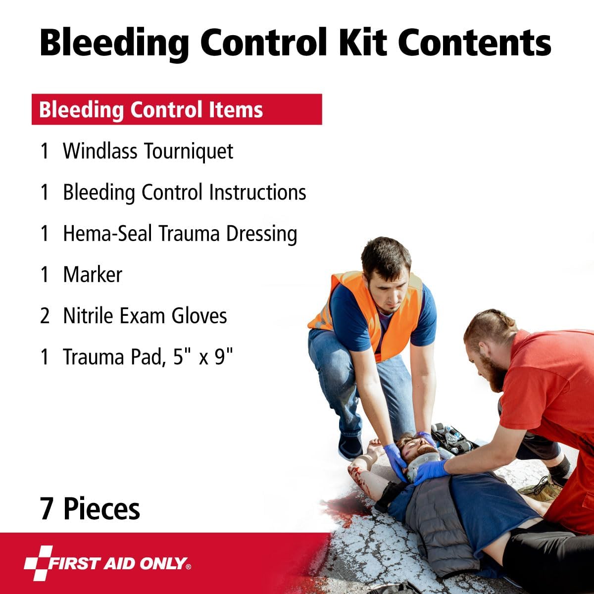 Critical Essentials Bleeding Control Kit for Limb Wounds by First Aid Only – Plastic, Clear, Model 91512