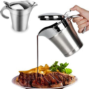 Thsinde Insulated Gravy Boat with Lid, 450ml Double Wall, Silver