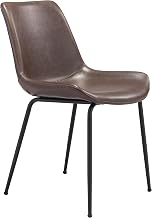 Zuo Byron Dining Chair (Set of 2) Brown, Brown Dining Chair, Plush and Durable Faux Leather Fabric, Steel, Indoor Dining, 19.7" W x 21.5" D x 31.7" H