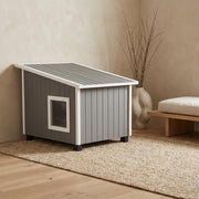 Brand Grey Engineered Wood Composite Outdoor Cat House by Bison Pets – Engineered Wood Composite Composite, Grey