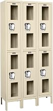 Global Clear View Locker Double Tier 12x12x36-6 Doors Unassembled - Tan