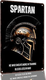 Spartan Warrior Motivational Quote Aluminum Decorative Sign, 8 x 12 Inch