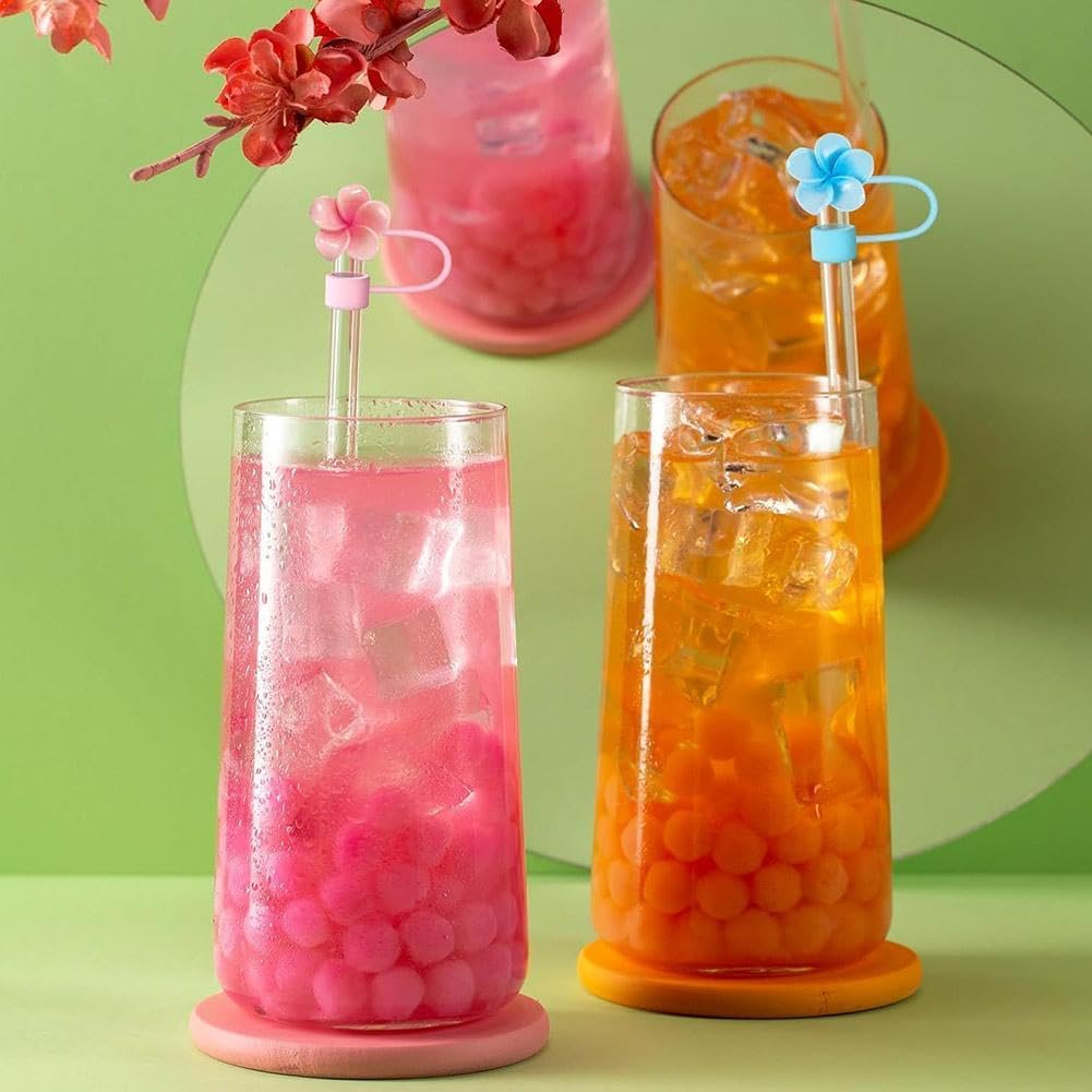 Blue Shiny Rose Silicone Straw Topper for Stanley 30 & 40 Oz by GANPUB – 10MM, Silicone, Blue