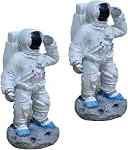 2pcs Creative Astronaut Statue Resin Spaceman Figure for Desktop Decor | Detailed Design, Fine Workmanship, White Finish, Unique Style, Decorate Place, Home or Office Display