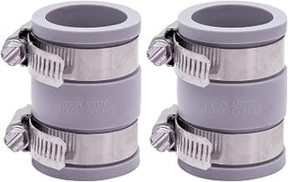 Fernco 1056-100 1-in. Flexible PVC Pipe Coupling for Plastic and Copper Plumbing Connections in Gray (Pack of 2)