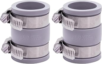 Fernco 1056-100 1-in. Flexible PVC Pipe Coupling for Plastic and Copper Plumbing Connections in Gray (Pack of 2)