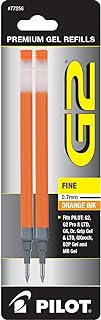 Pilot, G2 Gel Ink Refills, Fine Point 0.7 mm, Orange, Pack of 2