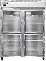 2FE-SS-GD-HD Extra-Wide Two Section Reach In Glass Door Freezer, 57" W, Full Stainless & Half-Height Doors