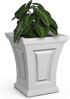 Mayne Cambridge 18in Tall Planter - White - 15.4in L x 15.4in W x 18in H - Polyethylene - Built-in Water Reservoir (4870-W)