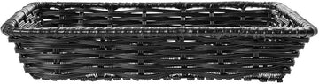 HUBERT Wicker Storage Basket Black Plastic - 14"L x 12"W x 2 1/2"D