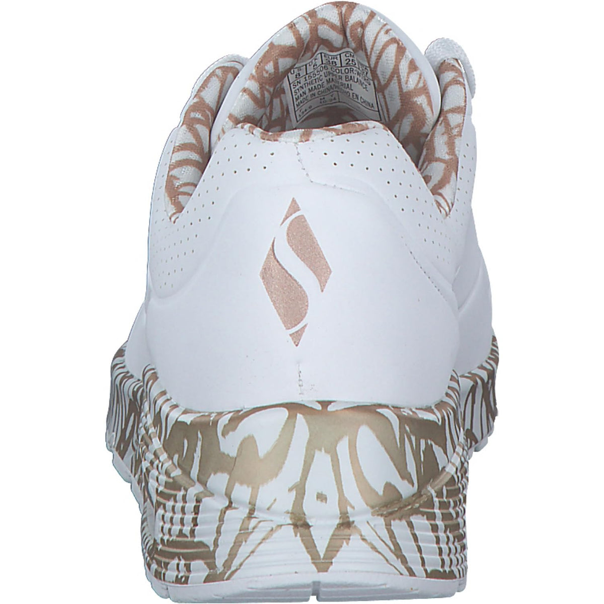 Street Womens by Skechers – 6.5, Faux Leather, White/Rose Gold New, Model 155506 WTRG