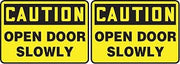 Accuform "Caution Open Door Slowly" Safety Sign, Adhesive Vinyl, 7 x 10 Inches (MABR603VS) (Pack of 2)