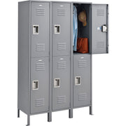 Global Industrial 2-Tier 6 Door Locker – 15" Wx18 Dx36 H, Gray, Assembled