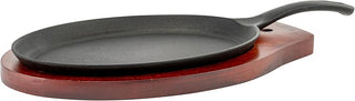 Winco FS-2 2-Piece Cast-Iron Fajita Server Set,Black, Brown,Medium | Heavy-duty, Great for Sauteing, Searing and Frying