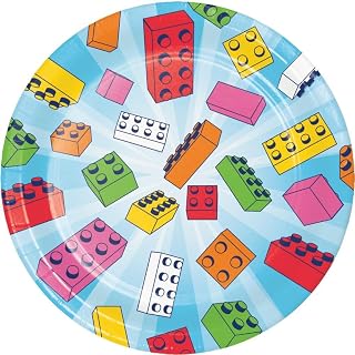 Creative Converting Block Bash Toy Blocks Dessert Plates, 8 Count
