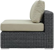 Beige Outdoor Lounge Chair with Armless Design, Comfortable Back Cushion, and Durable Frame for Patio and Garden Use