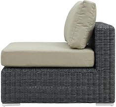 Beige Outdoor Lounge Chair with Armless Design, Comfortable Back Cushion, and Durable Frame for Patio and Garden Use