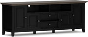 SIMPLIHOME Amherst 72" Wide Solid Wood TV Stand in Black/Smoky Brown