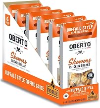 Oberto Fully Cooked Seasoned Buffalo Chicken Skewers, 4 Ounce -- 30 per case.