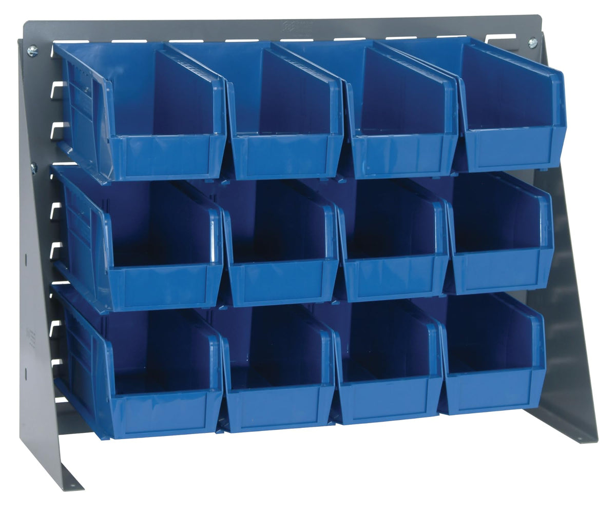 QUANTUM STORAGE SYSTEMS Blue / 21" H x 28" W x 8" D / 11" L x 6" W x 5" H 12 Ultra Blue Bins Open Storage Bins