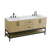 Elegant Kitchen and Bath 72" Double Bathroom Vanity in Honey Brown by Elegant Lighting – 72.00" W x 22.00" H x 20.00" D, Wood, Honey Brown, Model VF60772DMHB