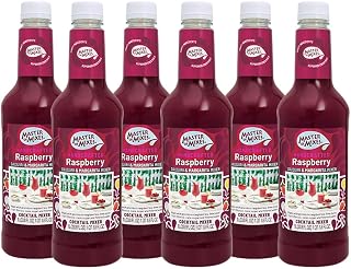 MASTER OF MIXES Raspberry Daiquiri/Margarita Drink Mix, 1 Liter, 6 Pack | Red Raspberries, Lime Juice & Pure Cane Sugar| Cocktail & Mocktail Recipes, Pour Ready, Consistent, Smooth Mixing Texture