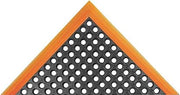 Notrax 549S4124OB 549 Safety Stance 40" x 124" 4-Sided Black/Orange Safety Anti-Fatigue Drainage Mat