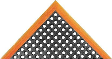 Notrax 549S4124OB 549 Safety Stance 40" x 124" 4-Sided Black/Orange Safety Anti-Fatigue Drainage Mat