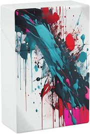 Abstract Paint Splashes Cigarette Case Cigarette Holder Case Portable Slim Cigarreras Cases Lightweight Pocket Cigarrera Box Smoking Accessories for Hold 20 Regular Size for Men Women