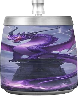 Purple Dragon Lightning Splash Ashtray with Lid, Outdoor Ashtrays for Patio