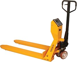 Wesco 272936 Scale Pallet Truck with Handle, Polyurethane Wheels, 5000 lbs Load Capacity, 48-1/4" Height, 47-1/2" Length x 27-1/2" Width