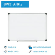 MasterVision 36"W x 24"H / Porcelain / Silver Dry Erase Boards