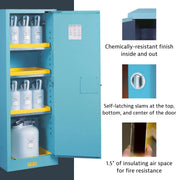 Acid Corrosive Storage Cabinet by Justrite – 45 Gallon, Galvanized Steel, Blue, Model 894502