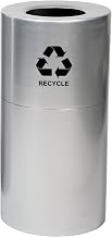 Witt Industries AL18-CLR-R Aluminum 24-Gallon Decorative Recycling Receptacle with Rigid Plastic Liner, Legend "Recycle", Round, 15" Diameter x 30-1/2" Height, Clear Coat