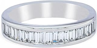 Moissanite Wedding Band Half Eternity Channel Setting Band 14K White Gold Proposal Jewelry Christmas Gift For Her
