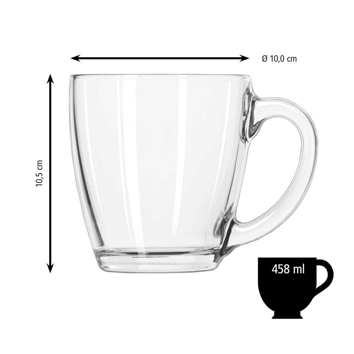 Tapered Mug 458 ml Set of by Libbey – 15.5 Ounces, 458.0 milliliters, Glass, Transparent, Model 70493