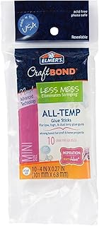 Elmer's Craft Bond Less Mess All-Temp Mini Glue Sticks, 4"x0.27", 10 Count (E6054)