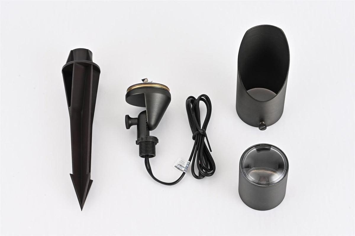 Elitco Outdoor 12V Cast Brass Spot Light 2.25Inch W X 8Inch High in Dark Bronze by Elitco Lighting – unspecified, Brass, Bronze, Model C049-DB
