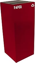 Witt Industries 36GC02-SC GeoCube Recycling Receptacle with Slot Opening, Steel, 36 gal, Scarlet