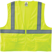 GloWear 8225Z ANSI High Visibility Lime Solid Reflective Safety Vest by Ergodyne – Small-Medium, Polyester, Zippered Lime, Model 21163