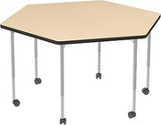 Learniture Structure Series Mobile Hex Collaborative Adjustable Height Table