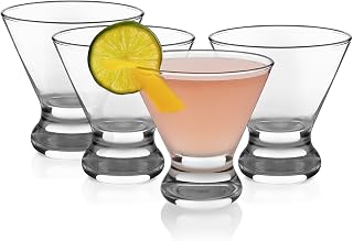 Libbey Cosmopolitan Stemless Martini Glasses, 8.25 Oz Dishwasher Safe Martini Glasses Set of 4, Martini Cups Set for Wedding Registries and More