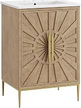 Modway Awaken 24" Bathroom Vanity in Oak White with Ceramic Sink Basin