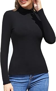 5 Pack Womens Long Sleeve Turtleneck Tops Thermal Shirts