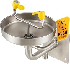 Global Industrial Emergency Eyewash Station, Wall Mount, Stainless Steel