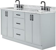 Grey 67-Inch Double Sink Modern Bathroom Vanity with Natural Stone Top by ARIEL