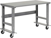 Global Industrial Mobile Adjustable Height C-Channel Leg Workbench, 48"W x