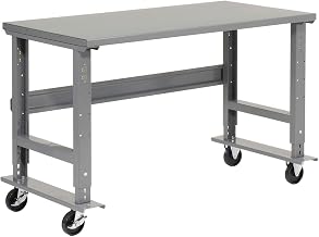 Global Industrial Mobile Adjustable Height C-Channel Leg Workbench, 48"W x